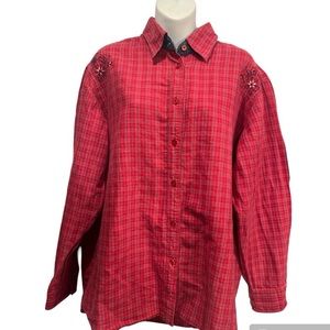 Wrangler Blues Red & Blue Plaid button down shirt. Size XL